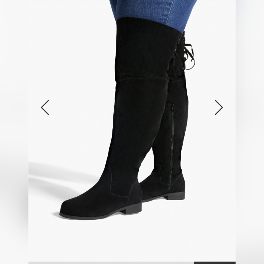 Suede over the knee boot.